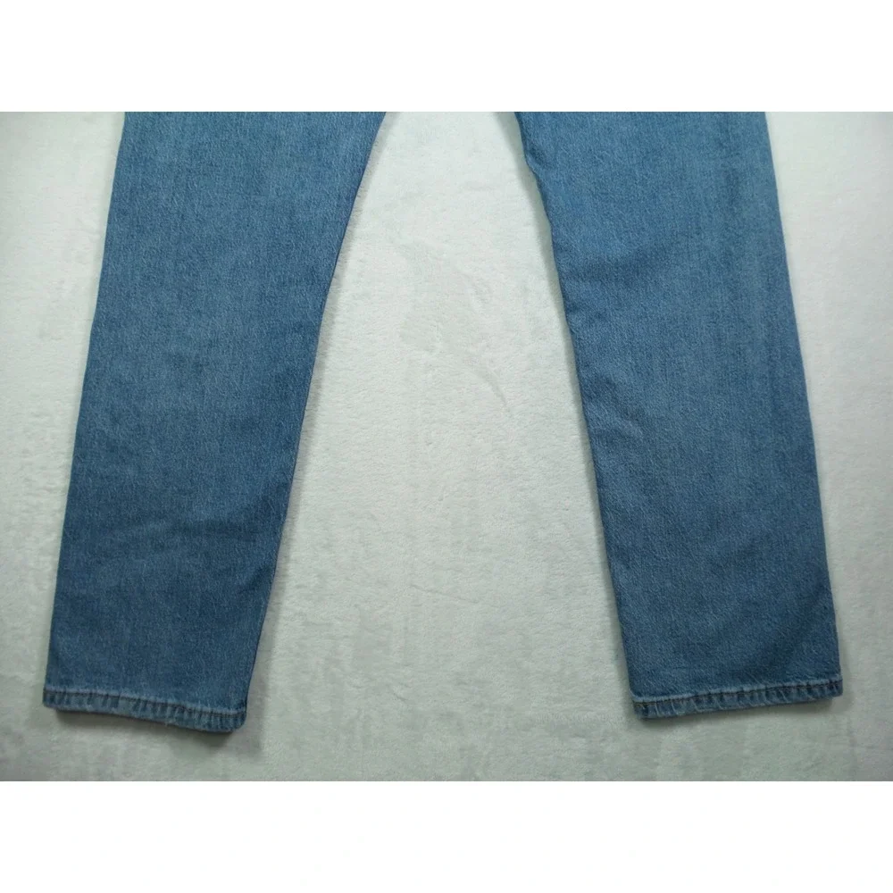 Levis 505 Mens Jeans 34 x 32 Blue Denim Straight Leg Regular Fit Stretch